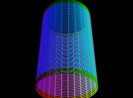 A cylinder defined by means of three bidimensional fields 