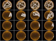 Dynamics of the even distribution of 12 points on a sphere -an Icosahedron- by means of simulated annealing 