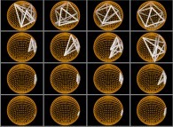 Dynamics of the even distribution of 8 points on a sphere by means of simulated annealing 