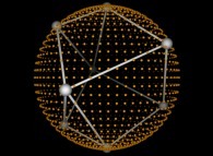 8 distributed points on a sphere by means of the Fibonacci spiral 