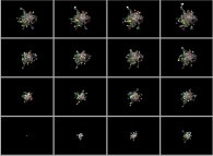 Isotropic random walk of 64 particles on a tridimensional square lattice 