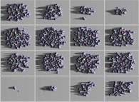 Tridimensional display of cross-sections inside a tridimensional fractal aggregate (bird's-eye view)