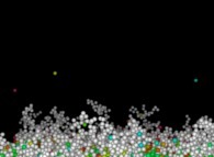 Tridimensional fractal aggregate obtained by means of a 50% pasting process during collisions of particles submitted to a vertical field of gravity 