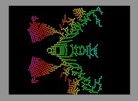 Bidimensional quasi-symmetrical fractal aggregate obtained by means of a 100% pasting process during collisions of particles submitted to an attractive central field of gravity 