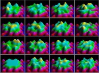 Tridimensional display of the particle density of a bidimensional crenellated billiard 