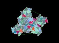 The level 2 cluster made of 7 'Spectre' level 1 clusters with display of all the key-points making quadrilaterals (7 small and a big one)