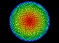 2000 evenly distributed points on a sphere by means of the Fibonacci spiral -with display of the spiral- 