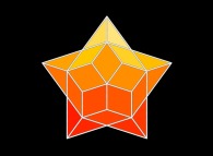 Un pavage de Penrose pseudo-périodique du Décagone d'Or avec cinq cubes cachés 