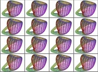 Rotation about the Y (vertical)axis of the Klein bottle that can also be viewed as a set of 4x3 stereograms 