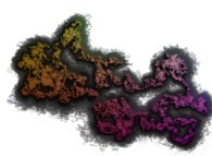 Tridimensional accumulation of the bidimensional projections of 512 correlated tridimensional brownian motions -50000 time steps- 