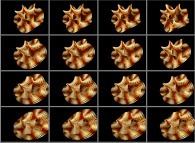 Rotation about the Y (vertical)axis of a tridimensional representation of a quadridimensional Calabi-Yau manifold that can also be viewed as a set of 4x3 stereograms 