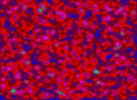 Visualization of the areas where the density is greater than 0.12 during a tridimensional diffusion process of 128312 particles 