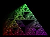 Artistic view of a pyramidal Menger sponge computed by means of an 'Iterated Function System' -IFS- 