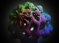 A foggy pseudo-octonionic Julia set ('MandelBulb' like: a 'JuliaBulb')computed with A=(-0.58...,+0.63...,0,0,0,0,0,0) -tridimensional cross-section- 