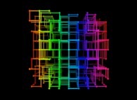 Random pseudo-periodical quadrangulation of a cube -8x8x8- 