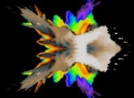 A pseudo-quaternionic Mandelbrot set (a 'MandelBulb')-tridimensional cross-section- 