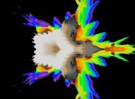 A pseudo-quaternionic Mandelbrot set (a 'MandelBulb')-tridimensional cross-section- 