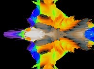 A pseudo-quaternionic Mandelbrot set (a 'MandelBulb')-tridimensional cross-section- 