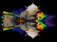 A pseudo-quaternionic Mandelbrot set (a 'MandelBulb')-tridimensional cross-section- 