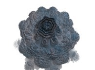 A 'cloudy' pseudo-quaternionic Mandelbrot set (a 'MandelBulb')-tridimensional cross-section- 