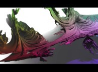 Close-up on a foggy pseudo-quaternionic Mandelbrot set (a 'MandelBulb')-tridimensional cross-section- 