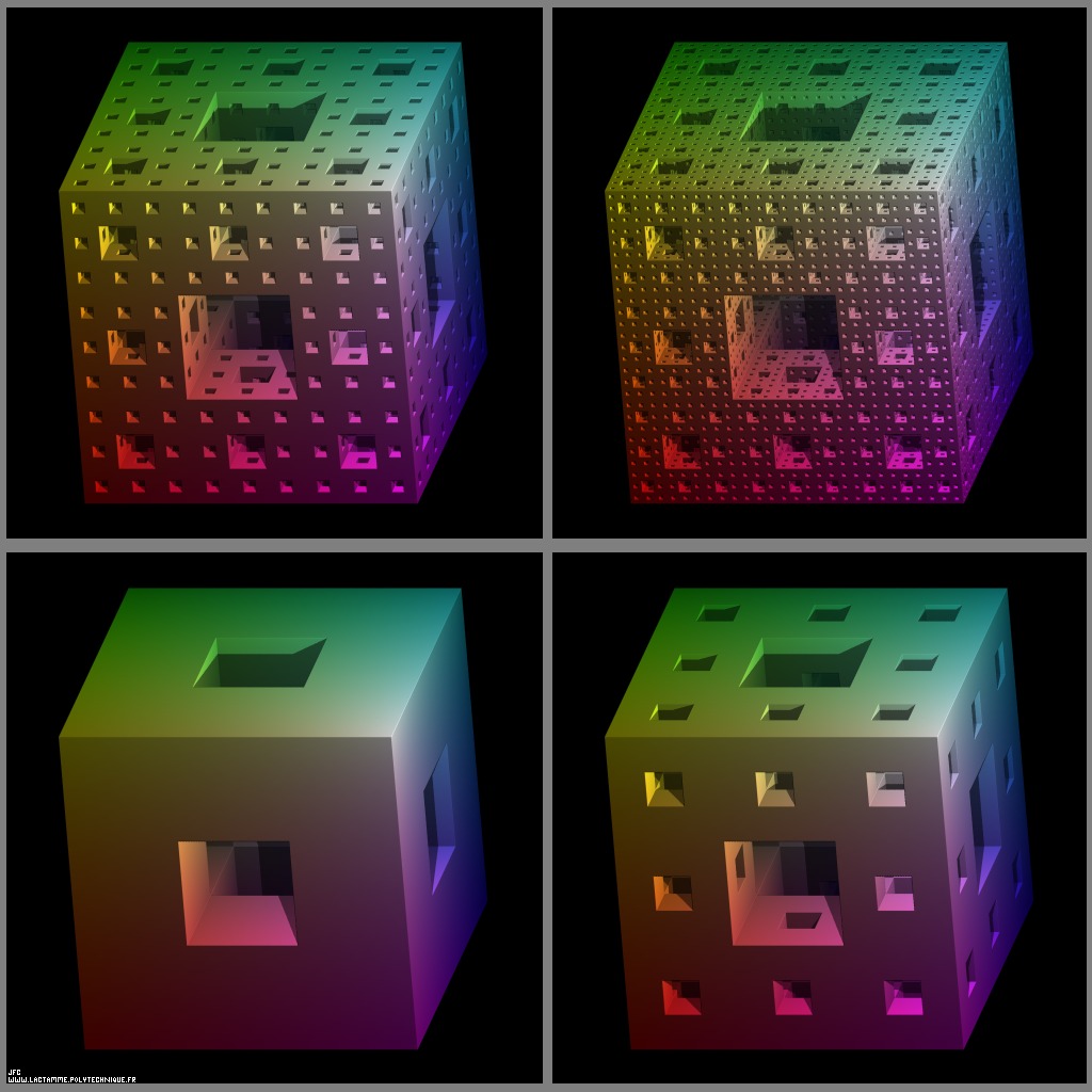 The construction process of the Menger Sponge [Le processus de construction de l'éponge de Menger ]