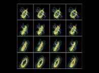 A set of 4x3 stereograms of the Solar System with a green virtual planet -virtual planet point of view- 