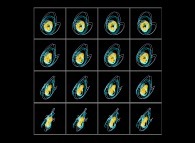 A set of 4x3 stereograms of the Solar System with a green virtual planet -virtual planet point of view- 