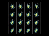 A set of 4x3 stereograms of the Solar System with a green virtual planet -virtual planet point of view- 