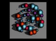 Tridimensional display -bird's-eye view- of an Archimedes spiral displaying 'pi' with 50 digits -base 10- 