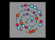 An Archimedes spiral displaying 'pi' with 50 digits -base 10- 