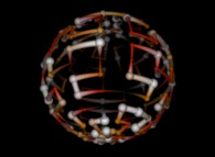 Les 256 premières décimales -base 10- de 'pi' sur une courbe de Hilbert bidimensionnelle -itération 4- mappée sur une sphère 