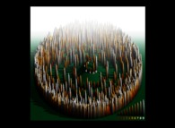 Visualisation tridimensionnelle d'une spirale montrant 'pi' avec 2000 décimales -base 10- 
