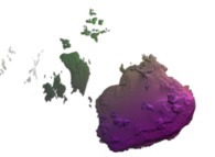 A 'mixing' between a pseudo-quaternionic Mandelbrot set and a pseudo-quaternionic Julia set computed with A=(-0.58...,+0.63...,0,0)-tridimensional cross-section- 