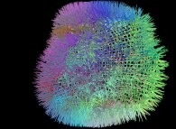 The normal field of a 'crumpled' sphere defined by means of three bidimensional fields 