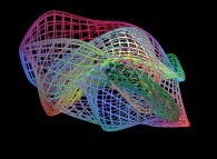 A fractal surface (three iterations)defined by means of three bidimensional fields 