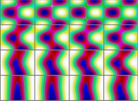 The set of bidimensional fields defining the 'X' coordinate of an interpolation between the Möbius strip and a 'double sphere' 