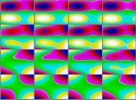 The set of bidimensional fields defining the 'Z' coordinate of an interpolation between the Möbius strip and the Klein bottle 