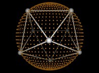 8 evenly distributed points on a sphere by means of simulated annealing 