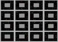 Bidimensional rectangular billiard with a central obstacle and an initial flow of rotating particles 