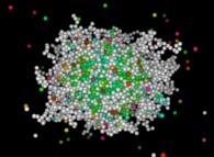 Tridimensional fractal aggregate obtained by means of a 50% pasting process during collisions of particles submitted to an attractive central field of gravity 