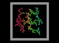 Bidimensional fractal aggregate obtained by means of a 100% pasting process during collisions of particles submitted to an attractive central field of gravity 