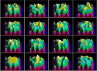 Tridimensional display of the particle density of a bidimensional crenellated billiard 