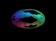 Mapping on a torus of a finite subset of a periodical tiling of the plane using 4 von Koch-like snowflakes -iteration 3- 
