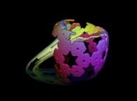 Mapping on a Klein bottle of a finite subset of a periodical tiling of the plane using 4 von Koch-like snowflakes -iteration 3- 
