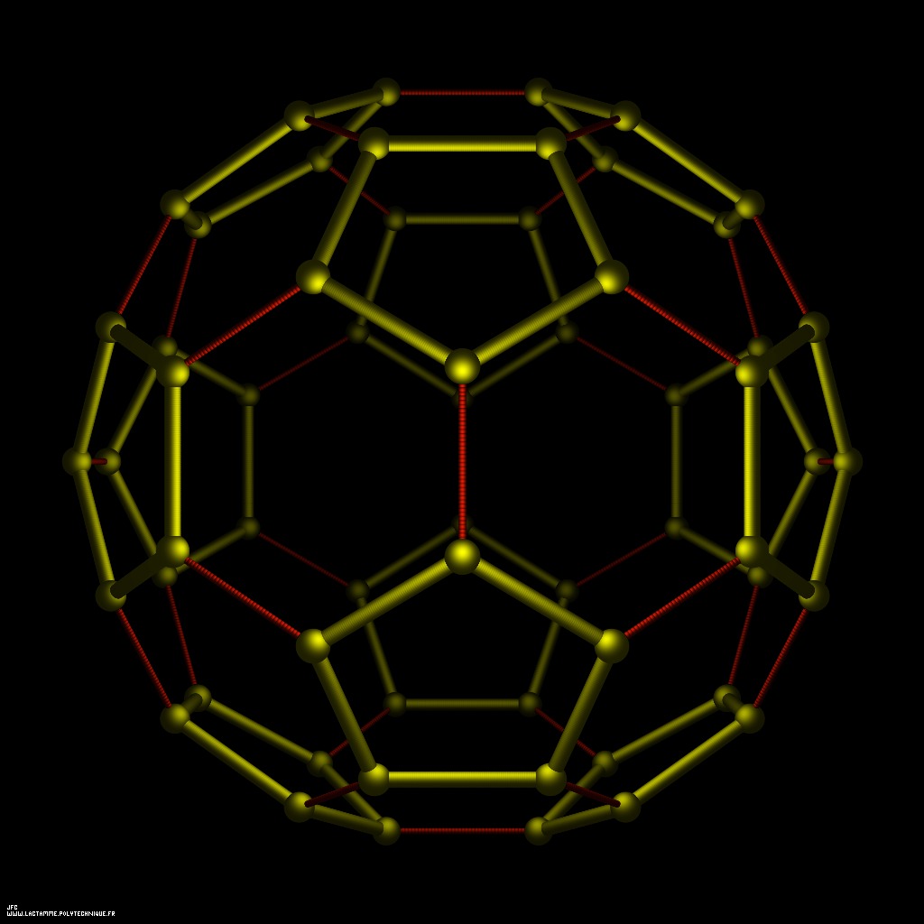 The 12 pentagons and the 20 hexagons of the truncated regular Icosahedron [Les 12 pentagones et les 20 hexagones de l'icosa&egrave;dre r&eacute;gulier tronqu&eacute; ]