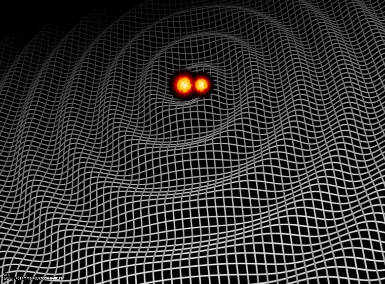 Artistic view of gravitational waves [Vue artistique des ondes gravitationnelles ]
