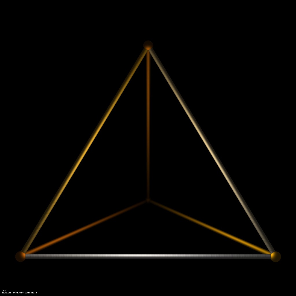 The regular Tetrahedron, one of the 5 Platonic Solids [Le t&eacute;tra&egrave;dre r&eacute;gulier, l'un des 5 solides platoniciens ]