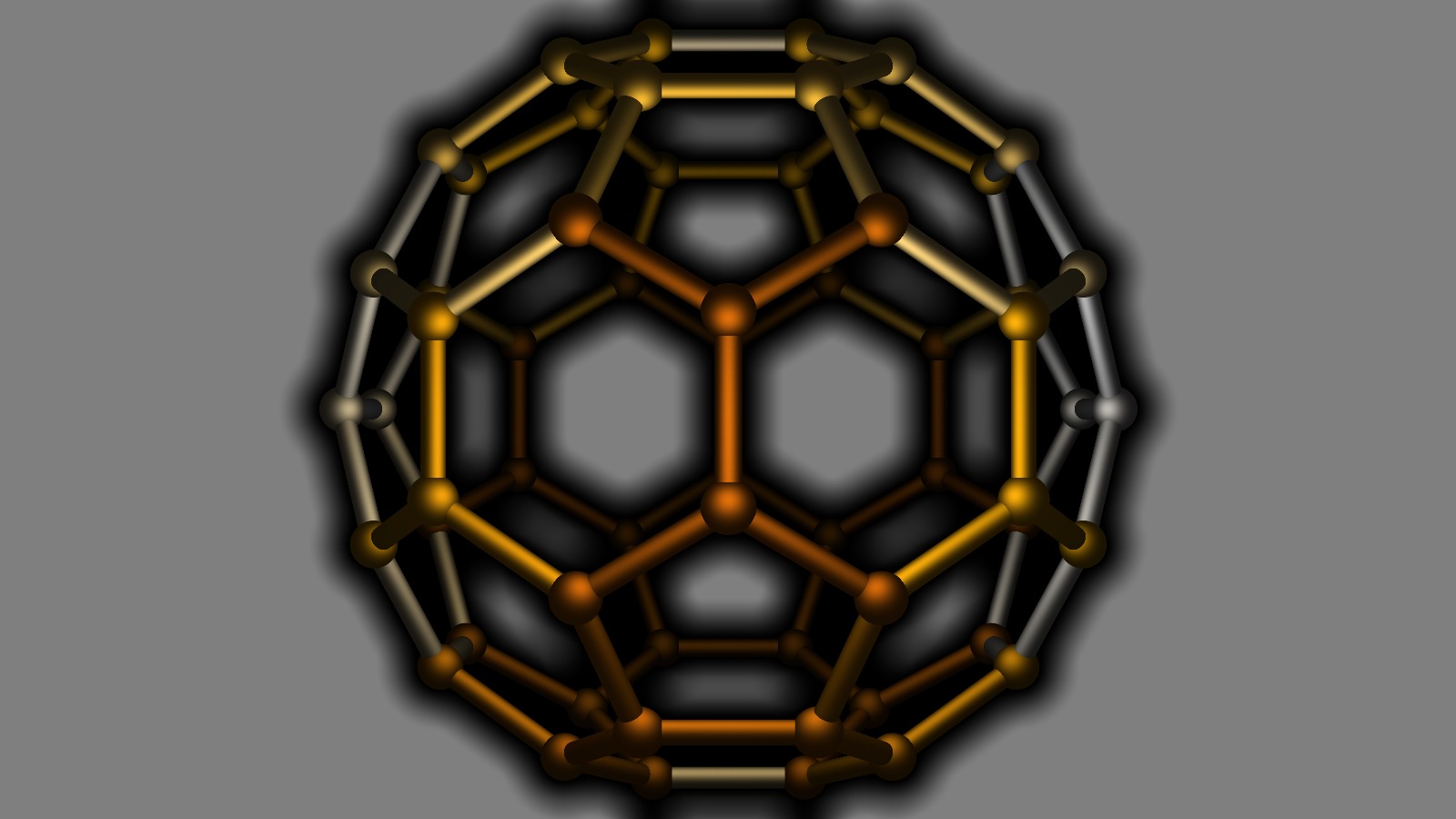 The truncated regular Icosahedron or again the spherical Fullerene Molecule containing 60 Carbon atoms [L'icosa&egrave;dre r&eacute;gulier tronqu&eacute; ou encore la mol&eacute;cule sph&eacute;rique de fuller&egrave;ne contenant 60 atomes de carbone ]