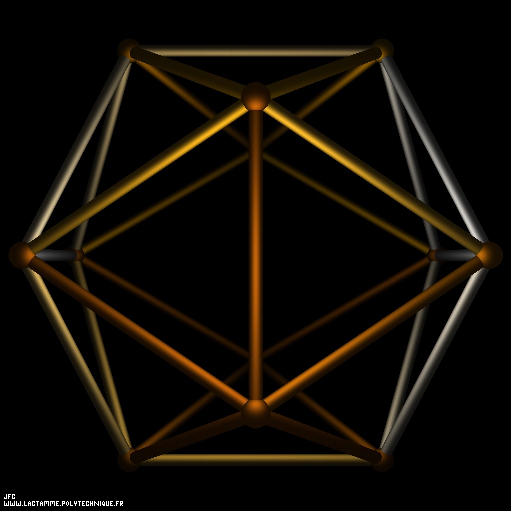 The regular Icosahedron, one of the 5 Platonic Solids [L'icosa&egrave;dre r&eacute;gulier, l'un des 5 solides platoniciens ]